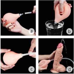 Spuitende Realistische Dildo met Knijpbal — thumbnail 5