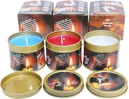 Hot Wax Massagekaarsen - Set van 3 Stuks in Blik - Rood, Wit, Blauw - Erotische Massage — thumbnail 1