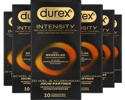 Durex Intensity Condooms - Nieuwste generatie ultradunne, latexvrije condooms voor mannen – Gedeelde lichaamswarmte - 6 x 10 stuks - Voordeelverpakking