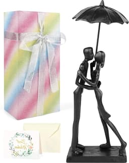 Romantische Cadeauset - Liefdesbeeld - Jubileum Vieren - Met Wenskaart - 10 cm sculptuur - Roze — thumbnail 1