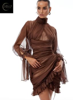 Luxe Mesh Jurkje Dames – Festivallook –Sexy Lingerie Jurk – Sexy Lingerie Dames – Lingerie Erotisch – Transparante Clubwear – Luxe Gala & Festival Jurkje – Boudoir Jurk – Verleidelijk Mesh Dress – High End – Dare to Undress – S, M, L — thumbnail 2