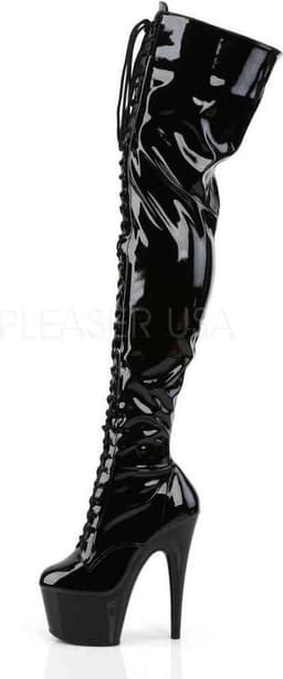 Pleaser - ADORE-3023 Plateau Overknee Laarzen - Paaldans schoenen - 39 Shoes - Zwart — thumbnail 3