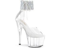 Pleaser - ADORE-724RS-02 Sandaal met enkelband, Paaldans schoenen - Paaldans schoenen - 40 shoes - Wit/Zilverkleurig