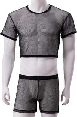 Transparante kleding set erotisch - Shirt en Short - Mannen - Sexy outfit - Clubwear - Lingerie — thumbnail 3