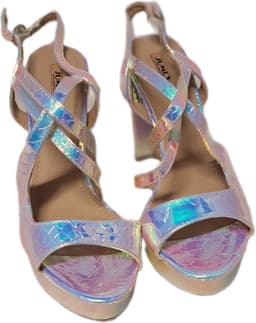 JUMEX-EROTISCHE PUMP-SILVER-BLOKHAK 9 CM-ZOOL 2CM-LEDERLOOK-39 — thumbnail 1