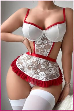 Purple-Daisy Sexy Lingerie Set- exotische kostuum uniformes- rollenspel- body pleasure PDS0023-W - Maat 85B - WIT — thumbnail 1
