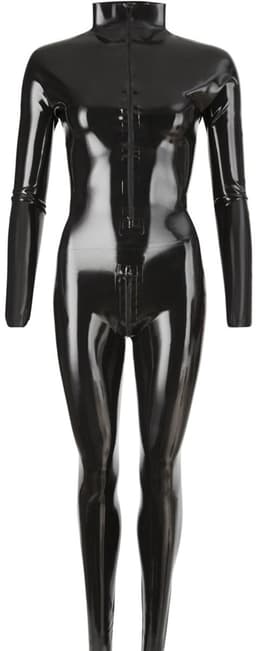 LateX – Latex Catsuit voor Strak en Spannend Gevoel met Open Kraag en Rits Sluiting Maat L – Zwart — thumbnail 3