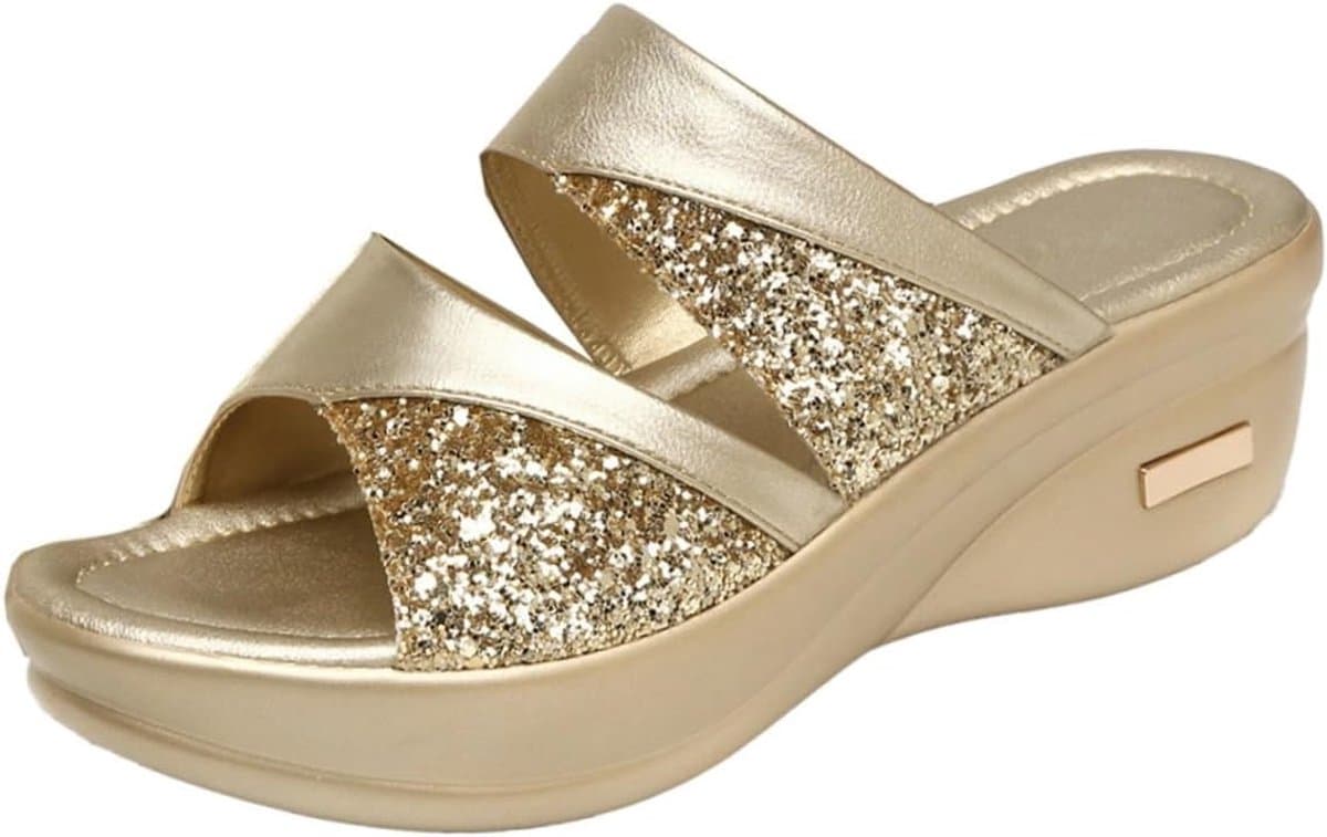 Dames Slippers - Wedge Hakken - Casual Strand - Vis Mond Ontwerp - Maat 36-43 - Grijs — afbeelding 1