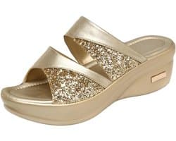 Dames Slippers - Wedge Hakken - Casual Strand - Vis Mond Ontwerp - Maat 36-43 - Grijs