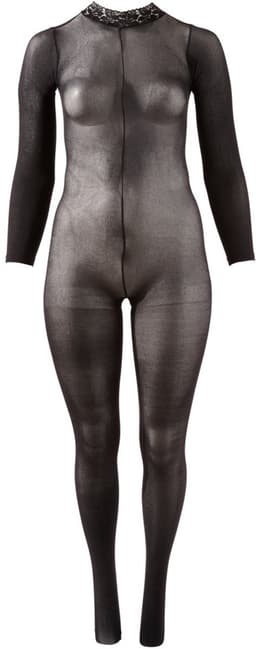 Mandy Mystery Lingerie –  Catsuit met Open Rug en Kruis met Kant Afgewerkt Kraag – Maat XL/2XL - Zwart — thumbnail 2