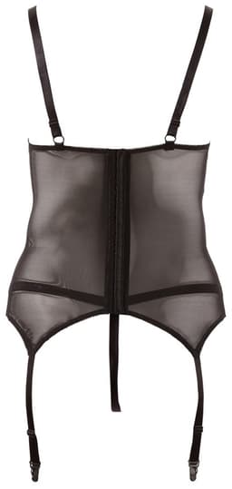 Cottelli Plus Size – Sexy Jarretel Set met Licht Transparante Motieven en Open Kruis – Maat 4XL – Zwart — thumbnail 2