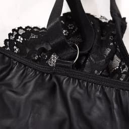 Plus Size – Leatherlook & Kant Sexy Jurkje – Lingerie Erotisch – Lingerie Sexy Setje – Luxe Sensuele Lingerieset – Leren PU Lingerie Jurkje – Wetlook/Latex – Verleidelijk & Mysterieus – Inclusief string – Kinky – BDSM – Maat S, M, L, XL, XXL — thumbnail 5
