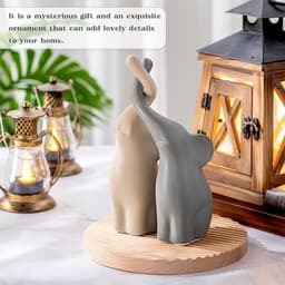 Decoratieve Olifanten Beeldjes Koppels voor Woondecoratie - Beige en Grijs Ornamenten - Set van 2 - Perfecte Cadeau Ideeën voor Valentijnsdag en Verjaardagen — thumbnail 3