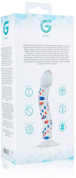 Gildo - Glazen G-Spot/Prostaatdildo No. 3 - Glazen Dildo - Gebogen Schacht - Genopte Structuur - Multi Coloured — thumbnail 3