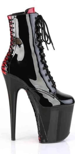 Pleaser - FLAMINGO-1020FH Plateau Laarzen, Paaldans schoenen - Paaldans schoenen - 39 Shoes - Zwart/Rood — thumbnail 5
