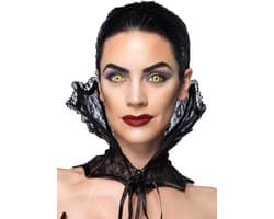 Kanten Nek Corsetje met Vetersluiting - Zwart - One Size