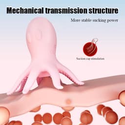 OLOEY 2 Elektrische octopus-borstmassagers en tepelvibrators met 10 vibratiestanden en zuigfunctie – Elektrische stimulator voor borsten-clitoris en tepels (likfunctie) – Seksspeeltje voor vrouwen — thumbnail 5