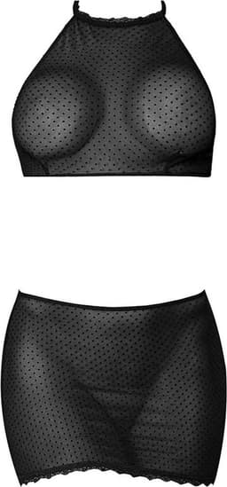 Magic Silk Polka Dot Mesh Halter & Rok Set - M black L/X — thumbnail 2