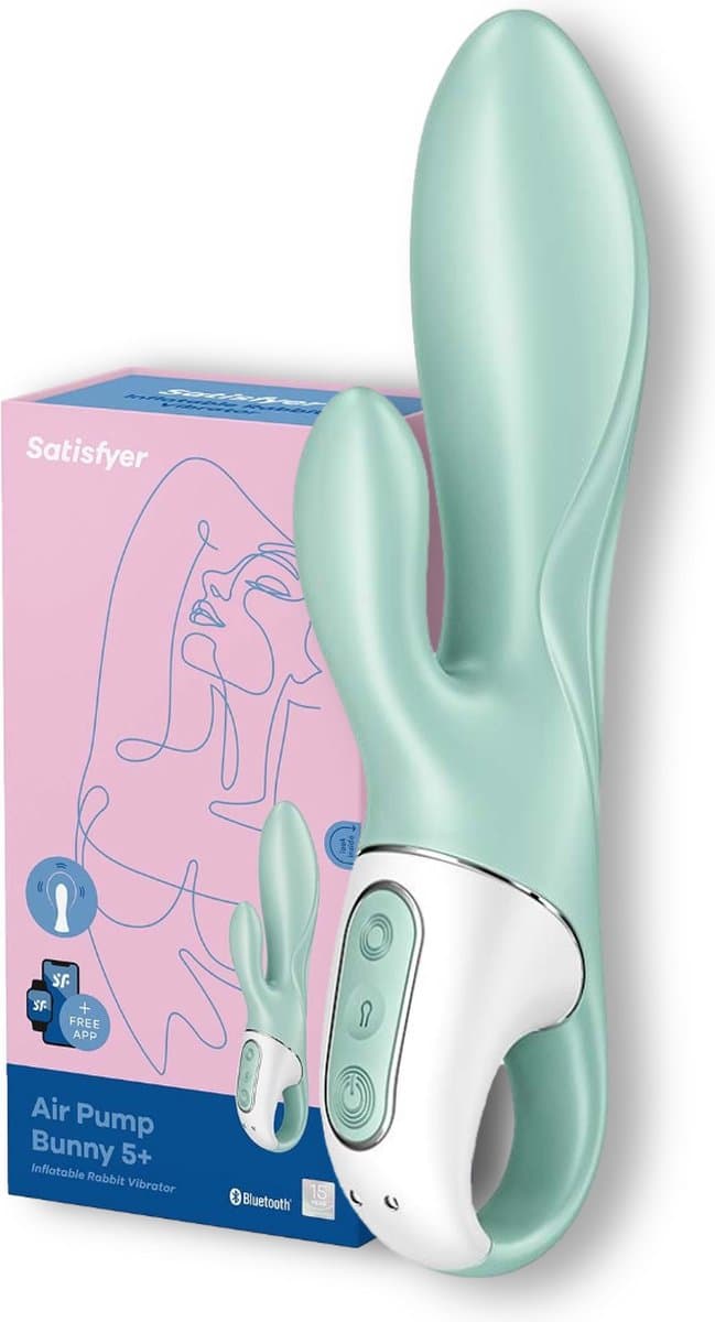 Satisfyer, vibrator, rabbit vibrator, 'Air Pump Bunny 5 Connect App', 20,5 cm, met app, opblaasbaar — afbeelding 1