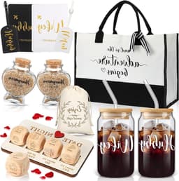 Cadeauset Koppels - Bruiloftscadeau - Huwelijksreis - 16 Delig - 400 ml Glazen - Wit Zwart Goud — thumbnail 1