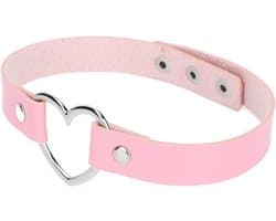 Choker Kraag van PU Leer voor Dames met Hartvormige Decoratie, Modieuze Halsketting en Accessoire voor Dagelijks Gebruik