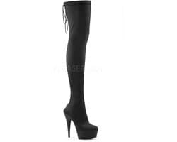 DELIGHT-3003 (EU 39 = US 9) 6 Heel, 1 3/4 PF Back Lace-Up Thigh Boot, Side Zip