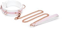 Liebe Seele - Fairy - Leren Collar met Leiband - Roze/Wit — thumbnail 1
