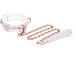Liebe Seele - Fairy - Leren Collar met Leiband - Roze/Wit