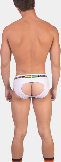 Barcode Berlin Backless Brief Pride White - MAAT XL - Erotisch Heren Ondergoed - Slip voor Man - Sexy mannen Slip — thumbnail 4