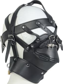 Banoch | Masker Cross | Zwart imitatie leer | Bondage — thumbnail 1