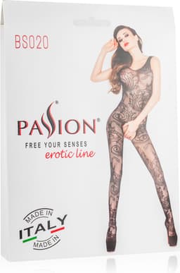 Open kruis catsuit van netstof - Zwart — thumbnail 3