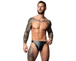 Male Power Sexy Wetlook Bong Thong - Zwart - Maat L/XL