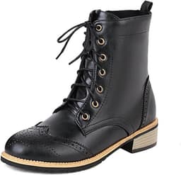 Enkellaarsjes Oxford Stijl - Brogue Wingtip Laarsjes - Casual Straat Kantoor - Ronde Vetersluiting Comfort - 3cm Blokhak 18cm Hoogte — thumbnail 5