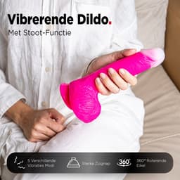 Rosebay Vibrerende Dildo met Afstandbediening 20 cm - Stotende Dildo - Dildo Vibrator - Dildo met Zuignap - Dildo Vibrator voor Vrouwen - Roze — thumbnail 2
