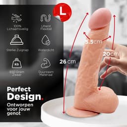 Rosebay Realistische Dildo 26 cm - Zachte Siliconen Dildo met Zuignap & Balzak - Dildo voor Mannen en Vrouwen - Wit — thumbnail 4