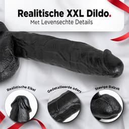 Rosebay XXL Dildo - Grote Dildo - Reusachtige Dildo - Realistische Dildo met Balzak - Dildo met Zuignap - Dildo voor Mannen - Dildo voor Mannen en Vrouwen - XL Dildo - 31cm - Zwart — thumbnail 3