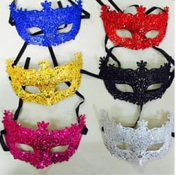Masker - Venetiaans masker - Oogmasker - Gemaskerd bal - Verkleedmasker feest - Rood met glitter - Jonyx — thumbnail 4