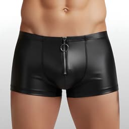 Heren BDSM Boxershort met Ritssluiting Zwart - PU Leder - Sexy Herenondergoed - Maat XL | LS313 — thumbnail 1