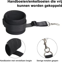 DOWO® - BDSM Bed Bondage Set - 10 Delig - SM Handboeien - Bedboeien - Enkelboeien - Springzweep - Blinddoek - Sex Toys voor Koppels - Seksspeeltjes voor mannen en vrouwen — thumbnail 4