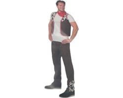 Kinky Cowboy Verkleedset – Bruine Broek, Gilet & Rode Sjaal – Erotisch Kostuum voor Foute Feestjes & Rollenspel Maat L