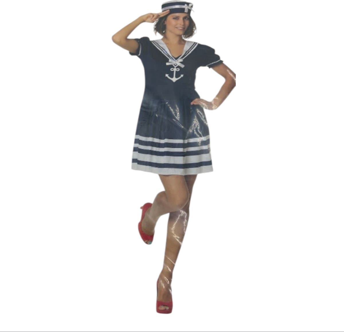 Sexy Matrozen Pak – Blauw/Wit Kinky Mini Jurkje + Matrozenpet - Maat L — afbeelding 1