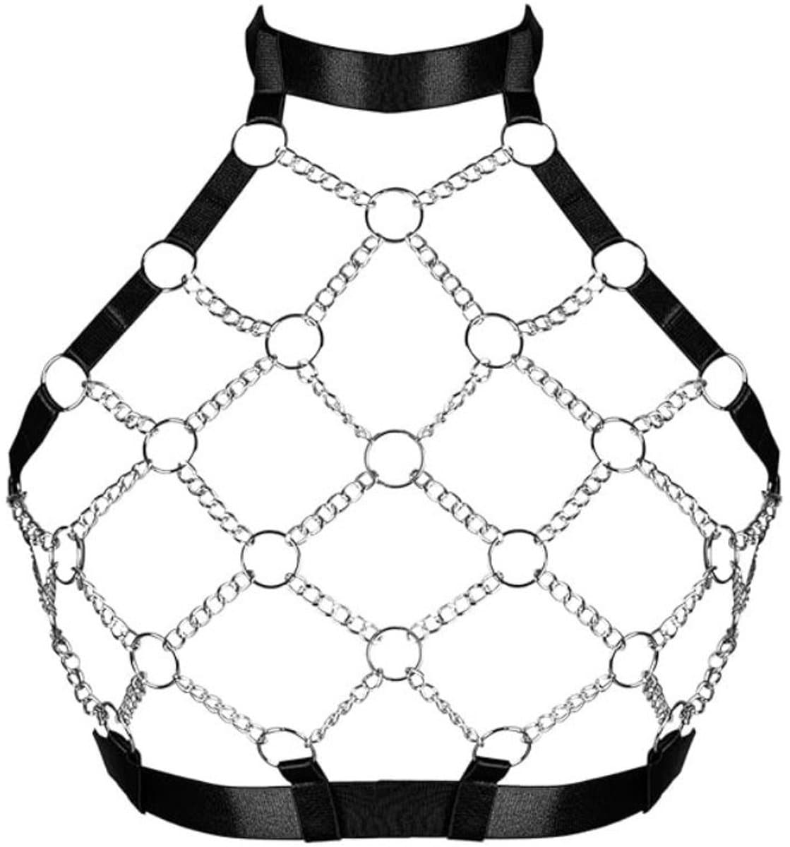 Ketting Body Harnas Vrouw – Verstelbaar Fetish Harness Lingerie Top – BDSM Clubwear – Kinky Party Outfit – One Size — afbeelding 1