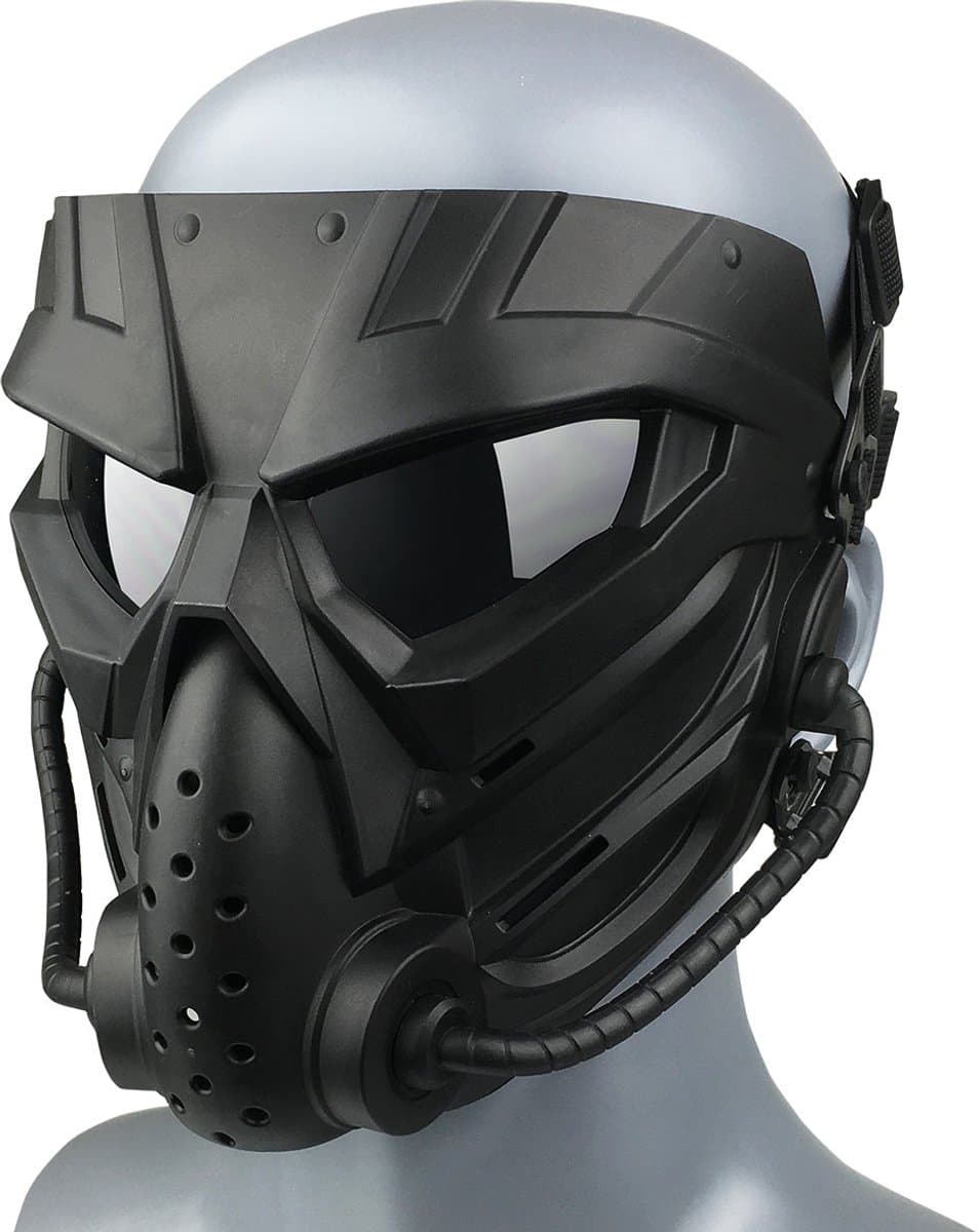 Zwarte Tactische Volledige Gezichtsmasker - Steampunk Stijl, Met Ademende Bril - Airsoft Uitrusting & Feestkostuum Masker — afbeelding 1
