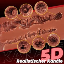 Realistische Pocket Pussy Masturbator 2-in-1 – Dubbel Kanaal – Zacht TPE-Siliconen – Realistische Textuur – Voor Mannen (Bruin) — thumbnail 3