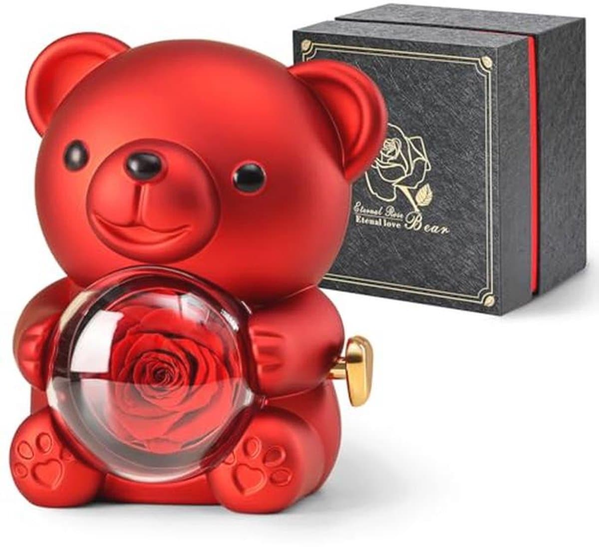 Romantische teddybeer met rozenbloem - Perfect cadeau voor Valentijnsdag, Moederdag, bruiloften en jubilea — afbeelding 1