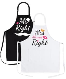 Gepersonaliseerd Mr & Mrs Schort - 2 Stuks Keukenschort voor Valentijnsdag, Bruiloft, Verloving en Verjaardag — thumbnail 5