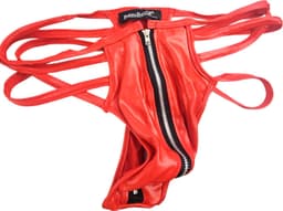 BamBella ® - String bondage - maat Onesize S M L - Rood Sexy erotische heren onderbroek mannen met rits glans wetlook stof — thumbnail 3