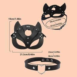 Sexy Leren Kattenmasker met Gratis Chockerset Dames – Luxe Kinky Masker – Lingerie Accessoire – Erotische Lingerie – Sexy Lingerie – BDSM Masker – Zwart – Kinky & Rollenspel –Verstelbaar – Fetish – Cadeau – Festivallook – Wasteland – Dare to Undress — thumbnail 4