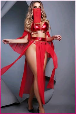 Purple-Daisy Fantasie buikdanseres kostuum voor vrouwen Sexy fantasie kostuum en sexy nachtjapon voor vrouwen 5 deliğe PDS0048-R - Maat L/XL - ROOD — thumbnail 1