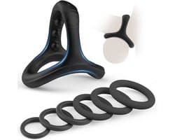 Daity Cockring Set – Penis Sleeve & Ballstretcher voor Sterkere en Langdurigere Erectie – 7 Maten – Seksspeeltje voor Mannen en Stellen Zwart